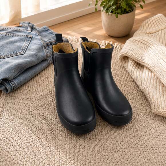 Chooka Shoes - Chooka Plush Chelsea Rain Boots Black Waterproof Ankle Boots Women’s 7